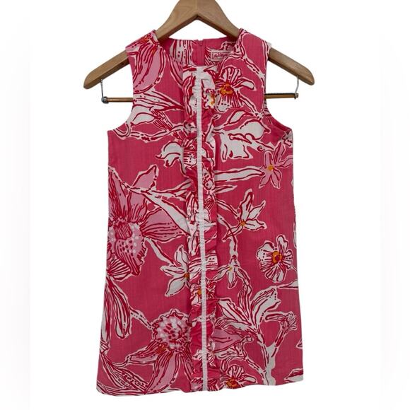 Lilly Pulitzer Girls Pink Salmon Glamourous Life Shift Dress Size 12 - Picture 1 of 8